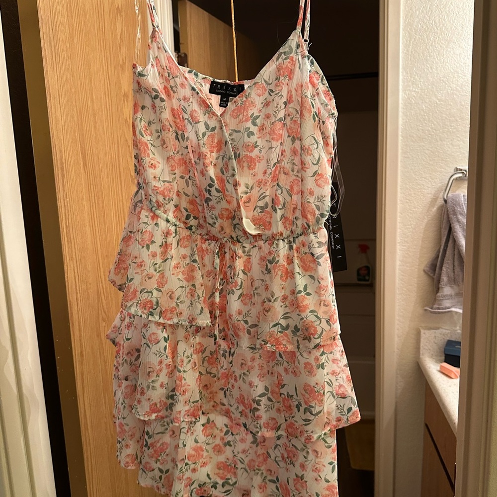Trixxi Floral Mini Dress - Pink and Green